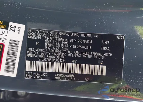 2024 Toyota Grand Highlander Hybrid Xle z USA, uszkodzony, nr VIN 5TDACAB52RS031254